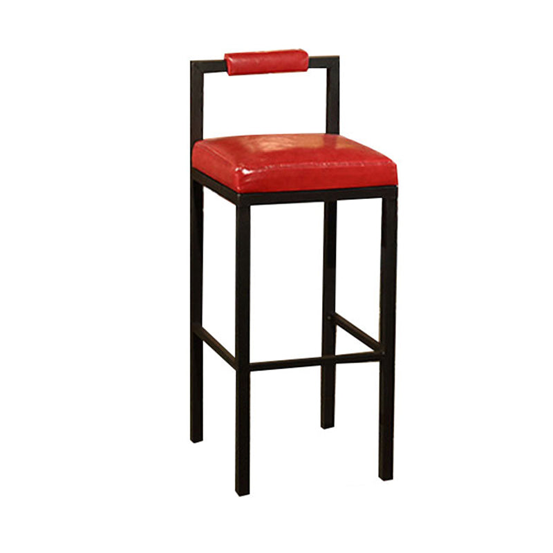 Black Iron Low Back Barstool Industrial Restaurant Tall Stool with Square Seat Red 1 Piece Clearhalo 'Bar Furniture' 'Bar Stools' 'bar_stools' 'furn' 'furn_bar_stools' 'furniture_bar_stools' 'Kitchen & Dining Furniture' 'kitchen&dining_furn' 'kitchen' 'kitchen_furn' Furniture' 4186622