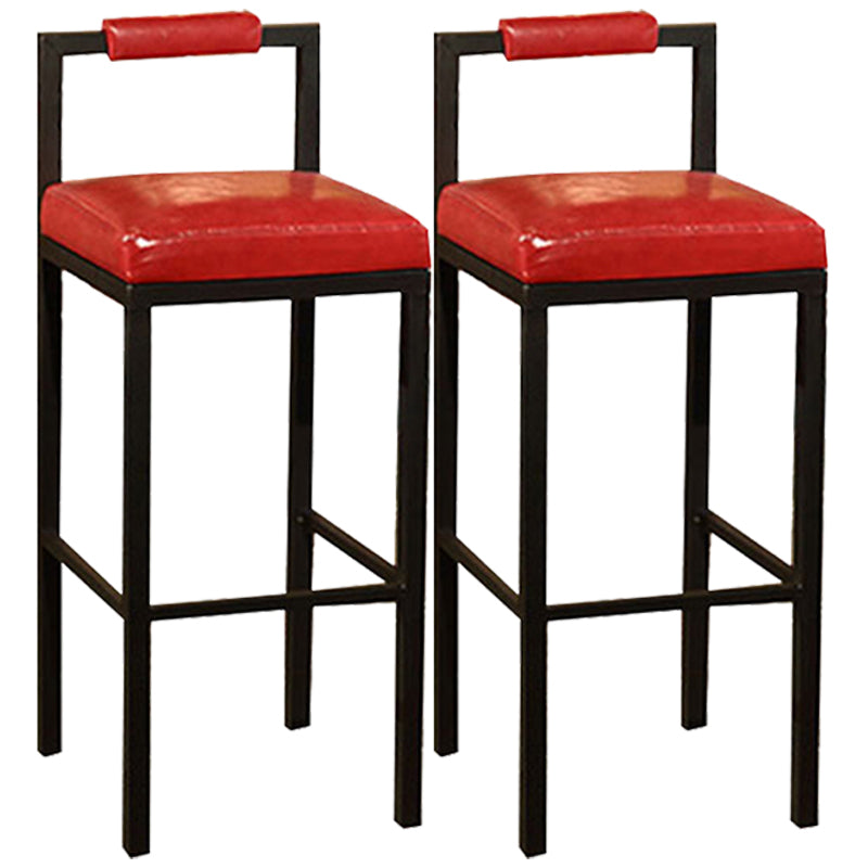 Black Iron Low Back Barstool Industrial Restaurant Tall Stool with Square Seat Red 2 Piece Set Clearhalo 'Bar Furniture' 'Bar Stools' 'bar_stools' 'furn' 'furn_bar_stools' 'furniture_bar_stools' 'Kitchen & Dining Furniture' 'kitchen&dining_furn' 'kitchen' 'kitchen_furn' Furniture' 4186624