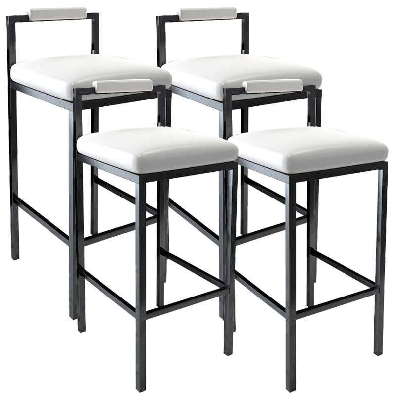 Black Iron Low Back Barstool Industrial Restaurant Tall Stool with Square Seat White 4 Piece Set Clearhalo 'Bar Furniture' 'Bar Stools' 'bar_stools' 'furn' 'furn_bar_stools' 'furniture_bar_stools' 'Kitchen & Dining Furniture' 'kitchen&dining_furn' 'kitchen' 'kitchen_furn' Furniture' 4186627