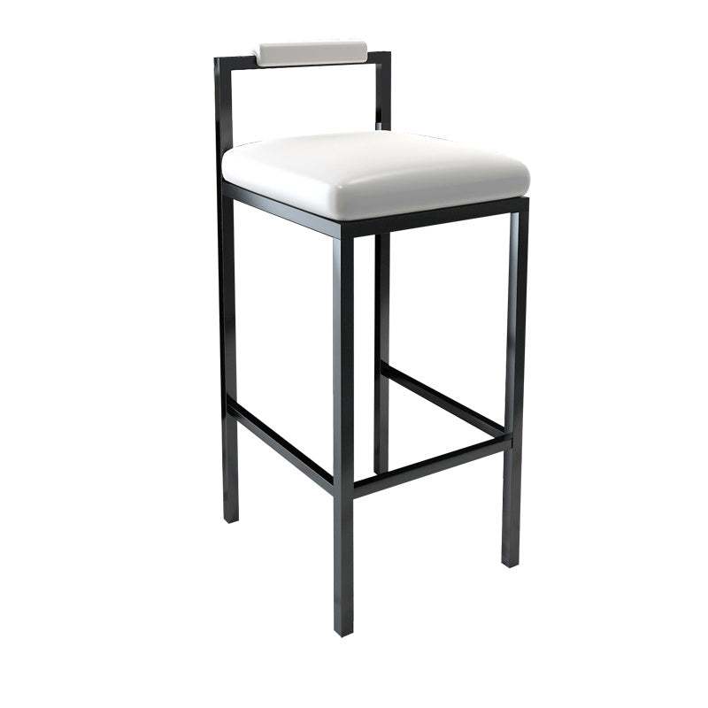 Black Iron Low Back Barstool Industrial Restaurant Tall Stool with Square Seat White 1 Piece Clearhalo 'Bar Furniture' 'Bar Stools' 'bar_stools' 'furn' 'furn_bar_stools' 'furniture_bar_stools' 'Kitchen & Dining Furniture' 'kitchen&dining_furn' 'kitchen' 'kitchen_furn' Furniture' 4186628