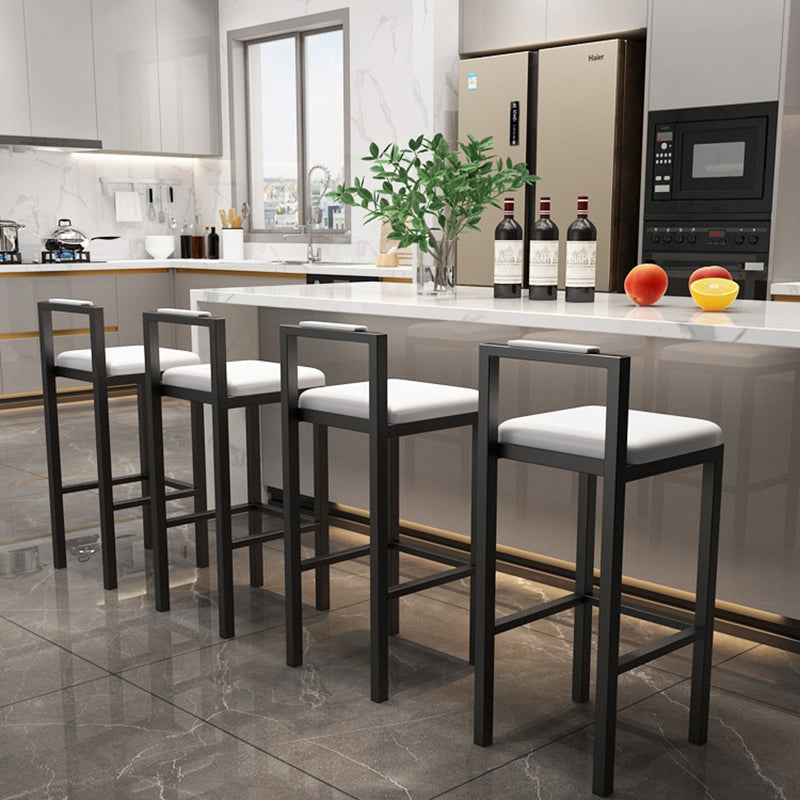 Black Iron Low Back Barstool Industrial Restaurant Tall Stool with Square Seat Clearhalo 'Bar Furniture' 'Bar Stools' 'bar_stools' 'furn' 'furn_bar_stools' 'furniture_bar_stools' 'Kitchen & Dining Furniture' 'kitchen&dining_furn' 'kitchen' 'kitchen_furn' Furniture' 4186629
