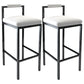 Black Iron Low Back Barstool Industrial Restaurant Tall Stool with Square Seat White 2 Piece Set Clearhalo 'Bar Furniture' 'Bar Stools' 'bar_stools' 'furn' 'furn_bar_stools' 'furniture_bar_stools' 'Kitchen & Dining Furniture' 'kitchen&dining_furn' 'kitchen' 'kitchen_furn' Furniture' 4186630