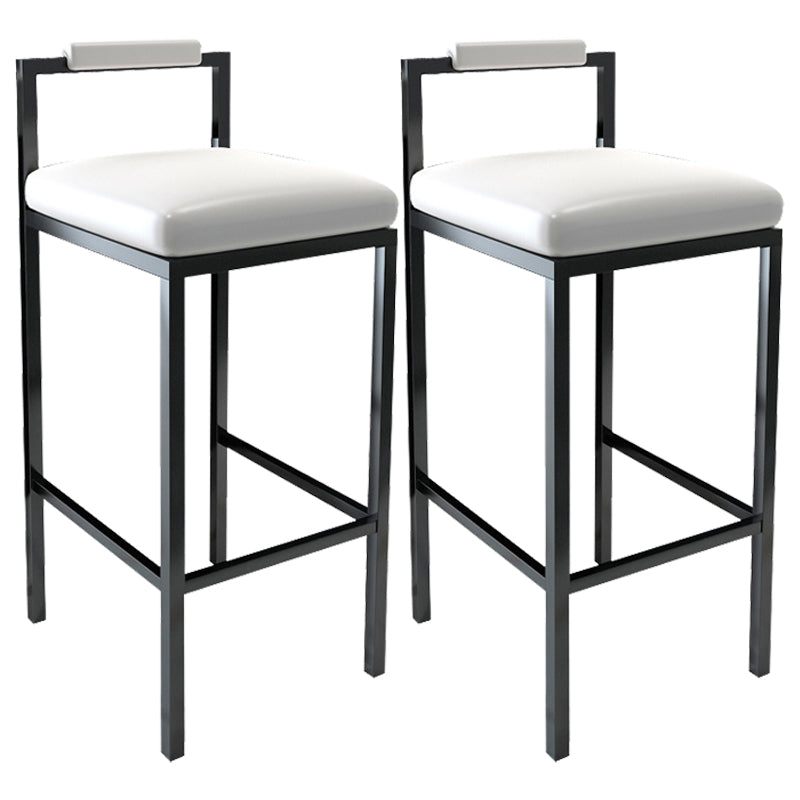Black Iron Low Back Barstool Industrial Restaurant Tall Stool with Square Seat White 2 Piece Set Clearhalo 'Bar Furniture' 'Bar Stools' 'bar_stools' 'furn' 'furn_bar_stools' 'furniture_bar_stools' 'Kitchen & Dining Furniture' 'kitchen&dining_furn' 'kitchen' 'kitchen_furn' Furniture' 4186630