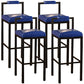 Black Iron Low Back Barstool Industrial Restaurant Tall Stool with Square Seat Blue 4 Piece Set Clearhalo 'Bar Furniture' 'Bar Stools' 'bar_stools' 'furn' 'furn_bar_stools' 'furniture_bar_stools' 'Kitchen & Dining Furniture' 'kitchen&dining_furn' 'kitchen' 'kitchen_furn' Furniture' 4186632