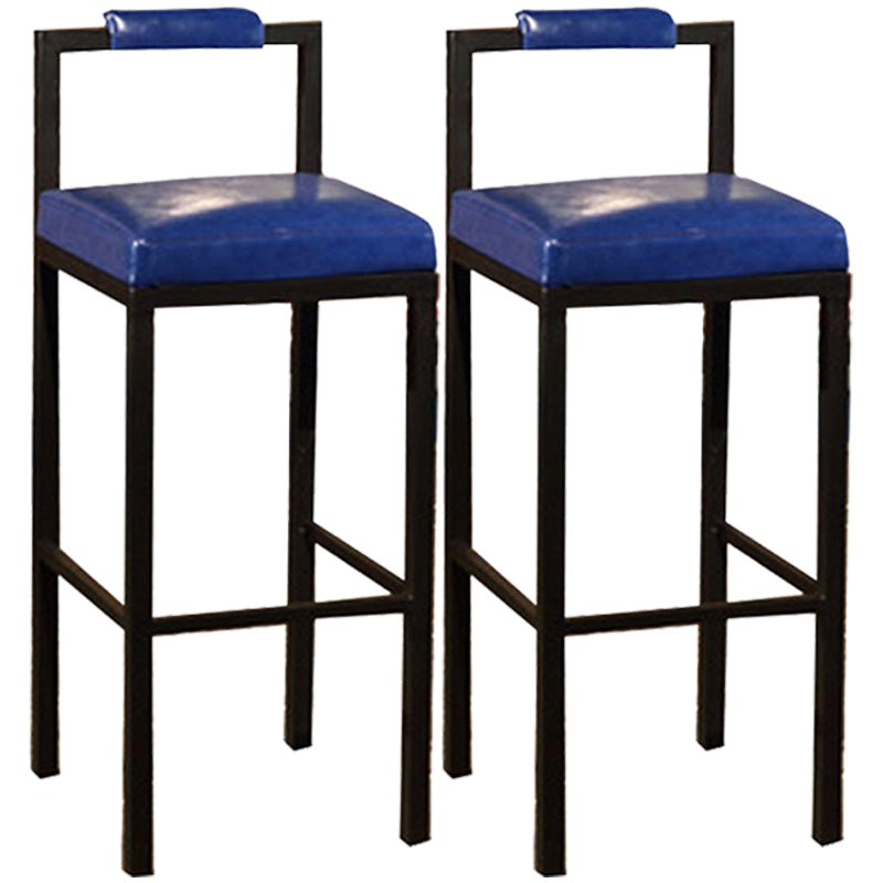 Black Iron Low Back Barstool Industrial Restaurant Tall Stool with Square Seat Blue 2 Piece Set Clearhalo 'Bar Furniture' 'Bar Stools' 'bar_stools' 'furn' 'furn_bar_stools' 'furniture_bar_stools' 'Kitchen & Dining Furniture' 'kitchen&dining_furn' 'kitchen' 'kitchen_furn' Furniture' 4186634