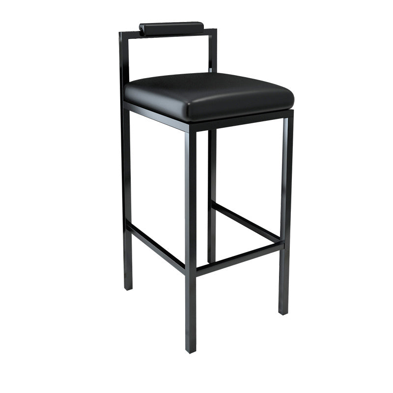 Black Iron Low Back Barstool Industrial Restaurant Tall Stool with Square Seat Black 1 Piece Clearhalo 'Bar Furniture' 'Bar Stools' 'bar_stools' 'furn' 'furn_bar_stools' 'furniture_bar_stools' 'Kitchen & Dining Furniture' 'kitchen&dining_furn' 'kitchen' 'kitchen_furn' Furniture' 4186636