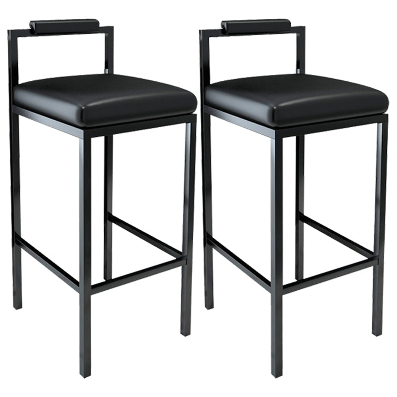 Black Iron Low Back Barstool Industrial Restaurant Tall Stool with Square Seat Black 2 Piece Set Clearhalo 'Bar Furniture' 'Bar Stools' 'bar_stools' 'furn' 'furn_bar_stools' 'furniture_bar_stools' 'Kitchen & Dining Furniture' 'kitchen&dining_furn' 'kitchen' 'kitchen_furn' Furniture' 4186637