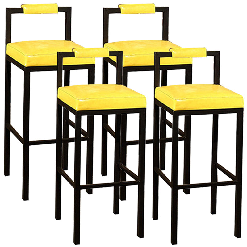 Black Iron Low Back Barstool Industrial Restaurant Tall Stool with Square Seat Yellow 4 Piece Set Clearhalo 'Bar Furniture' 'Bar Stools' 'bar_stools' 'furn' 'furn_bar_stools' 'furniture_bar_stools' 'Kitchen & Dining Furniture' 'kitchen&dining_furn' 'kitchen' 'kitchen_furn' Furniture' 4186638