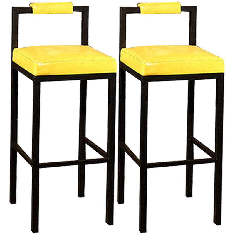 Black Iron Low Back Barstool Industrial Restaurant Tall Stool with Square Seat Yellow 2 Piece Set Clearhalo 'Bar Furniture' 'Bar Stools' 'bar_stools' 'furn' 'furn_bar_stools' 'furniture_bar_stools' 'Kitchen & Dining Furniture' 'kitchen&dining_furn' 'kitchen' 'kitchen_furn' Furniture' 4186640