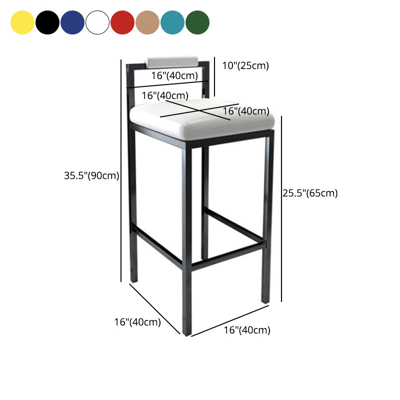Black Iron Low Back Barstool Industrial Restaurant Tall Stool with Square Seat Clearhalo 'Bar Furniture' 'Bar Stools' 'bar_stools' 'furn' 'furn_bar_stools' 'furniture_bar_stools' 'Kitchen & Dining Furniture' 'kitchen&dining_furn' 'kitchen' 'kitchen_furn' Furniture' 4186641