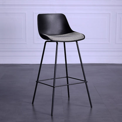 Industrial White Upholstered Barstool Black Indoor Tall Stool with Bucket Seat 1 Piece Clearhalo 'Bar Furniture' 'Bar Stools' 'bar_stools' 'furn' 'furn_bar_stools' 'furniture_bar_stools' 'Kitchen & Dining Furniture' 'kitchen&dining_furn' 'kitchen' 'kitchen_furn' Furniture' 4186644
