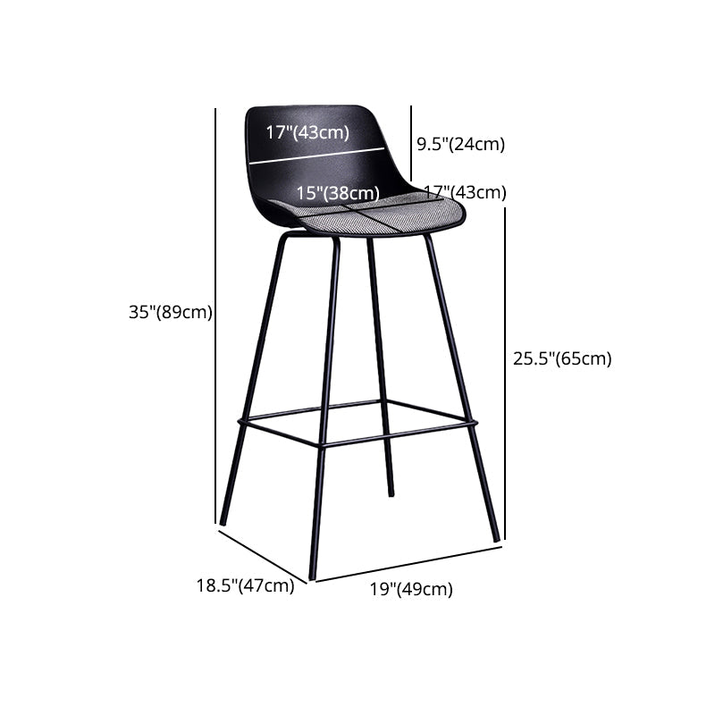 Industrial White Upholstered Barstool Black Indoor Tall Stool with Bucket Seat Clearhalo 'Bar Furniture' 'Bar Stools' 'bar_stools' 'furn' 'furn_bar_stools' 'furniture_bar_stools' 'Kitchen & Dining Furniture' 'kitchen&dining_furn' 'kitchen' 'kitchen_furn' Furniture' 4186657