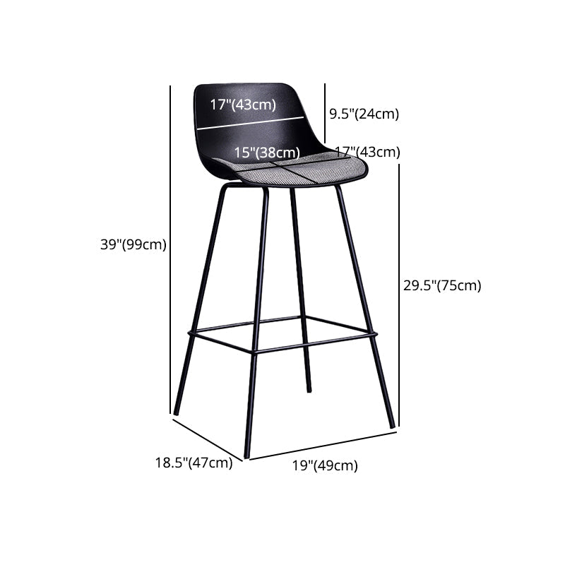 Industrial White Upholstered Barstool Black Indoor Tall Stool with Bucket Seat Clearhalo 'Bar Furniture' 'Bar Stools' 'bar_stools' 'furn' 'furn_bar_stools' 'furniture_bar_stools' 'Kitchen & Dining Furniture' 'kitchen&dining_furn' 'kitchen' 'kitchen_furn' Furniture' 4186658