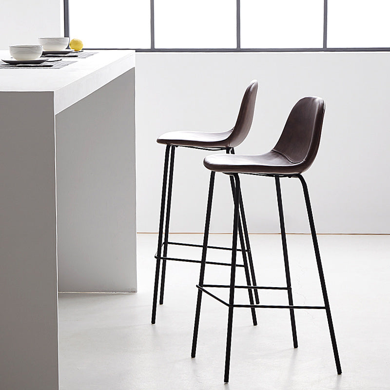 Industrial Low Back Barstool Distressed Leather Quilted Tall Stool Set of 2 Clearhalo 'Bar Furniture' 'Bar Stools' 'bar_stools' 'furn' 'furn_bar_stools' 'furniture_bar_stools' 'Kitchen & Dining Furniture' 'kitchen&dining_furn' 'kitchen' 'kitchen_furn' Furniture' 4186660
