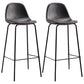 Industrial Low Back Barstool Distressed Leather Quilted Tall Stool Set of 2 Black 2 Piece Set Clearhalo 'Bar Furniture' 'Bar Stools' 'bar_stools' 'furn' 'furn_bar_stools' 'furniture_bar_stools' 'Kitchen & Dining Furniture' 'kitchen&dining_furn' 'kitchen' 'kitchen_furn' Furniture' 4186661