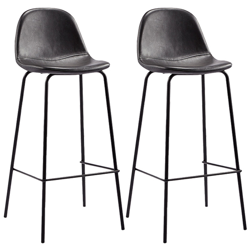 Industrial Low Back Barstool Distressed Leather Quilted Tall Stool Set of 2 Black 2 Piece Set Clearhalo 'Bar Furniture' 'Bar Stools' 'bar_stools' 'furn' 'furn_bar_stools' 'furniture_bar_stools' 'Kitchen & Dining Furniture' 'kitchen&dining_furn' 'kitchen' 'kitchen_furn' Furniture' 4186661