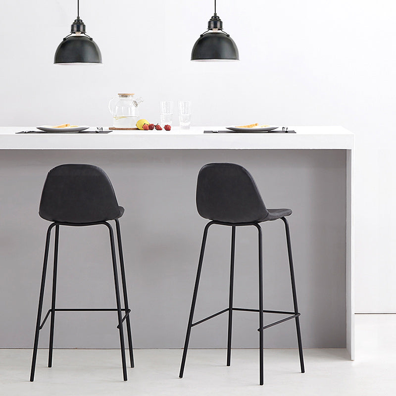 Industrial Low Back Barstool Distressed Leather Quilted Tall Stool Set of 2 Clearhalo 'Bar Furniture' 'Bar Stools' 'bar_stools' 'furn' 'furn_bar_stools' 'furniture_bar_stools' 'Kitchen & Dining Furniture' 'kitchen&dining_furn' 'kitchen' 'kitchen_furn' Furniture' 4186662