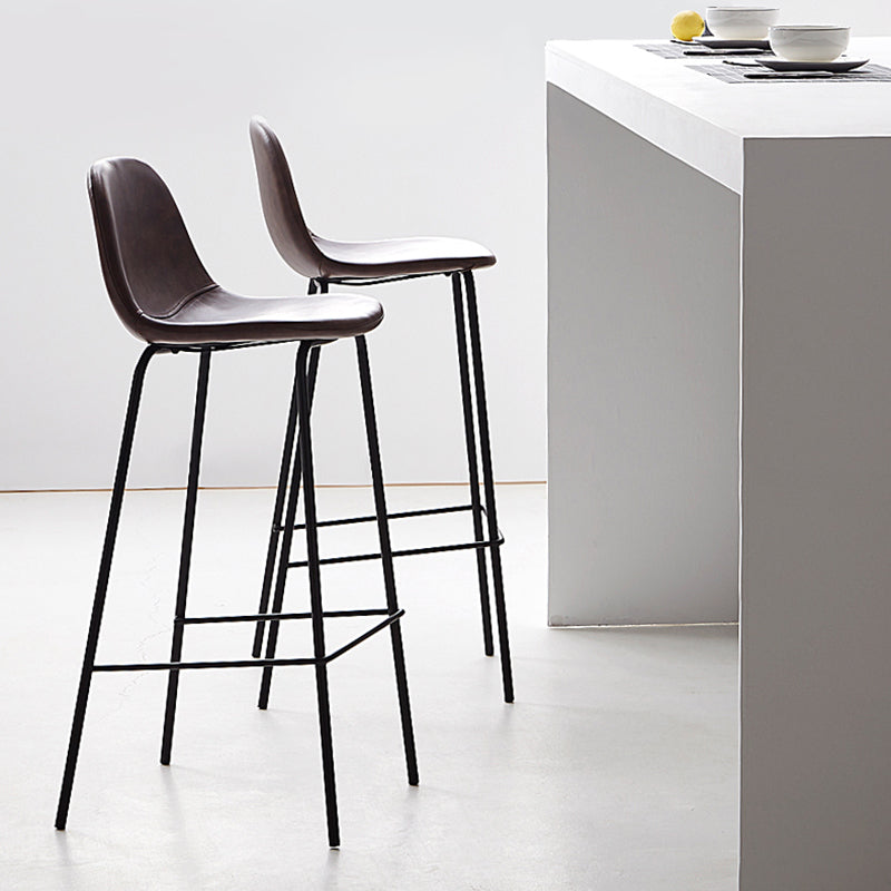 Industrial Low Back Barstool Distressed Leather Quilted Tall Stool Set of 2 Clearhalo 'Bar Furniture' 'Bar Stools' 'bar_stools' 'furn' 'furn_bar_stools' 'furniture_bar_stools' 'Kitchen & Dining Furniture' 'kitchen&dining_furn' 'kitchen' 'kitchen_furn' Furniture' 4186663