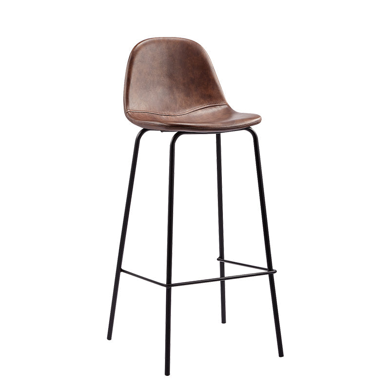 Industrial Low Back Barstool Distressed Leather Quilted Tall Stool Set of 2 Clearhalo 'Bar Furniture' 'Bar Stools' 'bar_stools' 'furn' 'furn_bar_stools' 'furniture_bar_stools' 'Kitchen & Dining Furniture' 'kitchen&dining_furn' 'kitchen' 'kitchen_furn' Furniture' 4186664