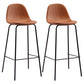 Industrial Low Back Barstool Distressed Leather Quilted Tall Stool Set of 2 Brown 2 Piece Set Clearhalo 'Bar Furniture' 'Bar Stools' 'bar_stools' 'furn' 'furn_bar_stools' 'furniture_bar_stools' 'Kitchen & Dining Furniture' 'kitchen&dining_furn' 'kitchen' 'kitchen_furn' Furniture' 4186665