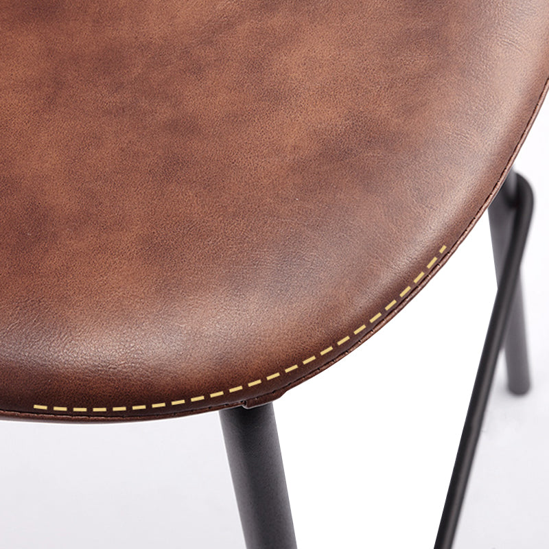 Industrial Low Back Barstool Distressed Leather Quilted Tall Stool Set of 2 Clearhalo 'Bar Furniture' 'Bar Stools' 'bar_stools' 'furn' 'furn_bar_stools' 'furniture_bar_stools' 'Kitchen & Dining Furniture' 'kitchen&dining_furn' 'kitchen' 'kitchen_furn' Furniture' 4186667