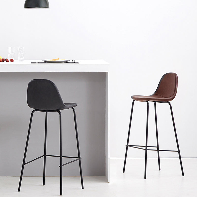 Industrial Low Back Barstool Distressed Leather Quilted Tall Stool Set of 2 Clearhalo 'Bar Furniture' 'Bar Stools' 'bar_stools' 'furn' 'furn_bar_stools' 'furniture_bar_stools' 'Kitchen & Dining Furniture' 'kitchen&dining_furn' 'kitchen' 'kitchen_furn' Furniture' 4186671