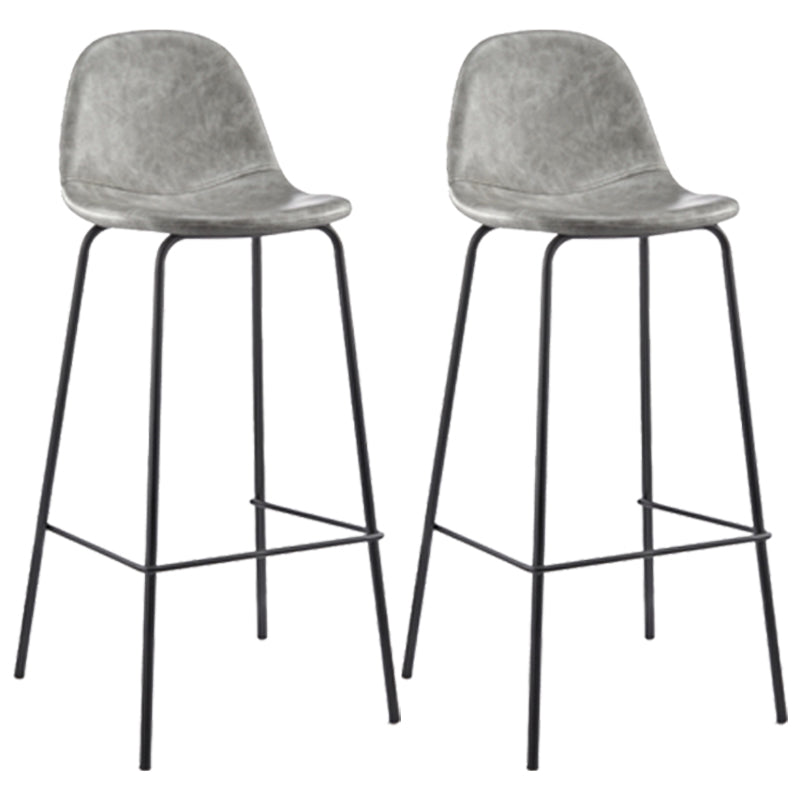 Industrial Low Back Barstool Distressed Leather Quilted Tall Stool Set of 2 Light Gray 2 Piece Set Clearhalo 'Bar Furniture' 'Bar Stools' 'bar_stools' 'furn' 'furn_bar_stools' 'furniture_bar_stools' 'Kitchen & Dining Furniture' 'kitchen&dining_furn' 'kitchen' 'kitchen_furn' Furniture' 4186672