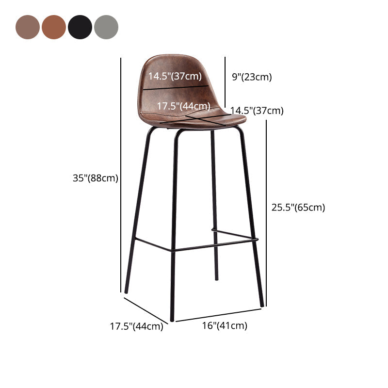 Industrial Low Back Barstool Distressed Leather Quilted Tall Stool Set of 2 Clearhalo 'Bar Furniture' 'Bar Stools' 'bar_stools' 'furn' 'furn_bar_stools' 'furniture_bar_stools' 'Kitchen & Dining Furniture' 'kitchen&dining_furn' 'kitchen' 'kitchen_furn' Furniture' 4186674