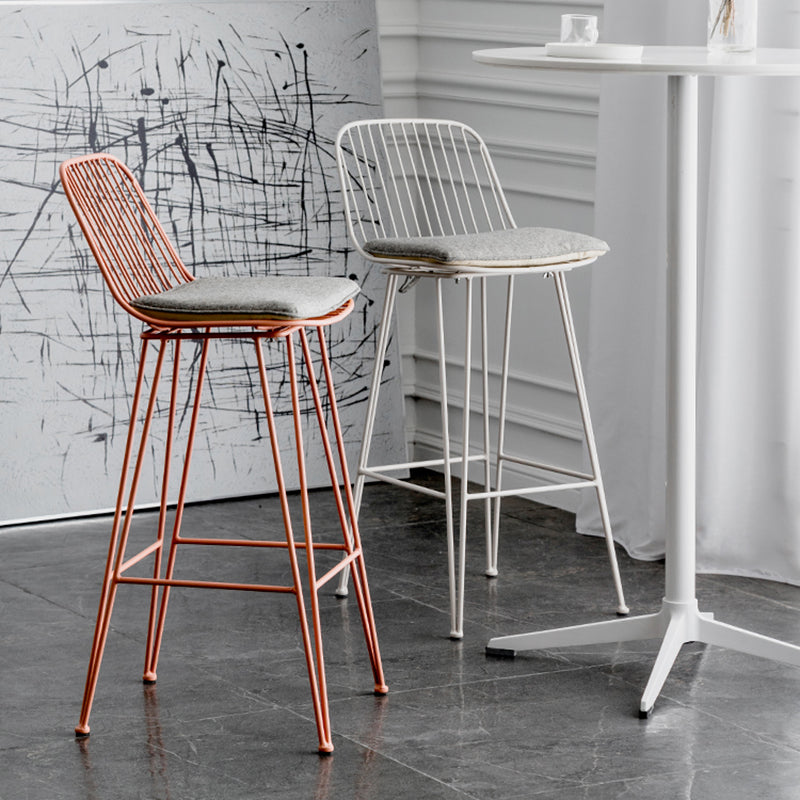 Industrial Iron Simple Barstool 26" H Indoor Tall Stool with Rectangle Seat Clearhalo 'Bar Furniture' 'Bar Stools' 'bar_stools' 'furn' 'furn_bar_stools' 'furniture_bar_stools' 'Kitchen & Dining Furniture' 'kitchen&dining_furn' 'kitchen' 'kitchen_furn' Furniture' 4186676