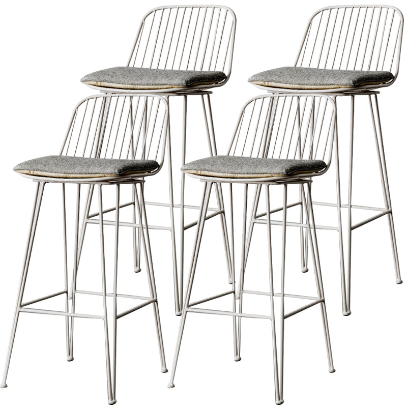 Industrial Iron Simple Barstool 26" H Indoor Tall Stool with Rectangle Seat Fabric Upholstered Light Gray 4 Piece Set Clearhalo 'Bar Furniture' 'Bar Stools' 'bar_stools' 'furn' 'furn_bar_stools' 'furniture_bar_stools' 'Kitchen & Dining Furniture' 'kitchen&dining_furn' 'kitchen' 'kitchen_furn' Furniture' 4186677