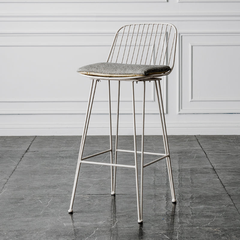 Industrial Iron Simple Barstool 26" H Indoor Tall Stool with Rectangle Seat Fabric Upholstered Light Gray 1 Piece Clearhalo 'Bar Furniture' 'Bar Stools' 'bar_stools' 'furn' 'furn_bar_stools' 'furniture_bar_stools' 'Kitchen & Dining Furniture' 'kitchen&dining_furn' 'kitchen' 'kitchen_furn' Furniture' 4186678