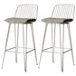 Industrial Iron Simple Barstool 26" H Indoor Tall Stool with Rectangle Seat Fabric Upholstered Light Gray 2 Piece Set Clearhalo 'Bar Furniture' 'Bar Stools' 'bar_stools' 'furn' 'furn_bar_stools' 'furniture_bar_stools' 'Kitchen & Dining Furniture' 'kitchen&dining_furn' 'kitchen' 'kitchen_furn' Furniture' 4186680