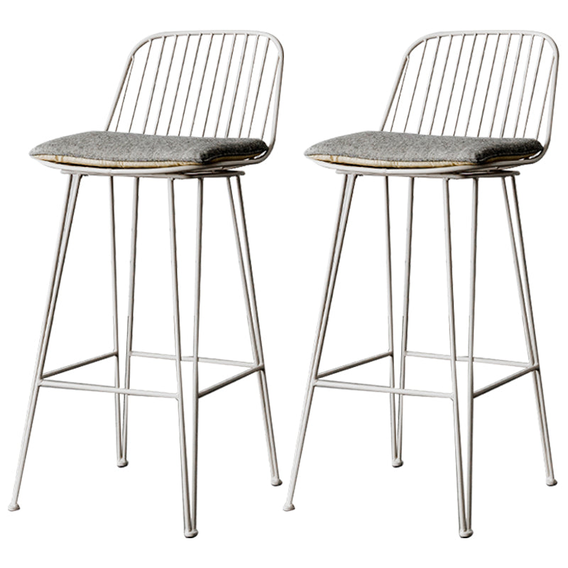 Industrial Iron Simple Barstool 26" H Indoor Tall Stool with Rectangle Seat Fabric Upholstered Light Gray 2 Piece Set Clearhalo 'Bar Furniture' 'Bar Stools' 'bar_stools' 'furn' 'furn_bar_stools' 'furniture_bar_stools' 'Kitchen & Dining Furniture' 'kitchen&dining_furn' 'kitchen' 'kitchen_furn' Furniture' 4186680