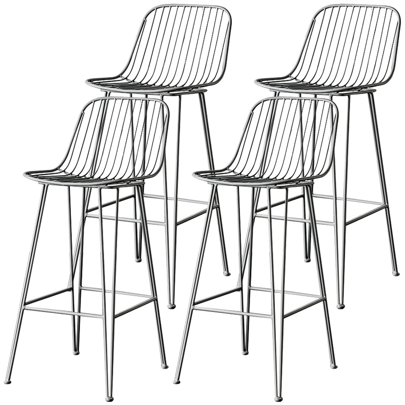 Industrial Iron Simple Barstool 26" H Indoor Tall Stool with Rectangle Seat Metal Grey 4 Piece Set Clearhalo 'Bar Furniture' 'Bar Stools' 'bar_stools' 'furn' 'furn_bar_stools' 'furniture_bar_stools' 'Kitchen & Dining Furniture' 'kitchen&dining_furn' 'kitchen' 'kitchen_furn' Furniture' 4186682