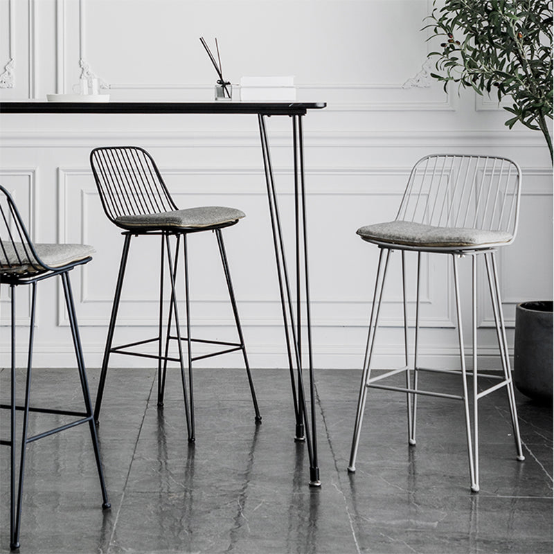 Industrial Iron Simple Barstool 26" H Indoor Tall Stool with Rectangle Seat Clearhalo 'Bar Furniture' 'Bar Stools' 'bar_stools' 'furn' 'furn_bar_stools' 'furniture_bar_stools' 'Kitchen & Dining Furniture' 'kitchen&dining_furn' 'kitchen' 'kitchen_furn' Furniture' 4186683