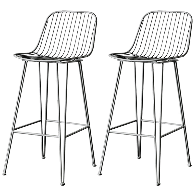Industrial Iron Simple Barstool 26" H Indoor Tall Stool with Rectangle Seat Metal Grey 2 Piece Set Clearhalo 'Bar Furniture' 'Bar Stools' 'bar_stools' 'furn' 'furn_bar_stools' 'furniture_bar_stools' 'Kitchen & Dining Furniture' 'kitchen&dining_furn' 'kitchen' 'kitchen_furn' Furniture' 4186687