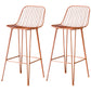 Industrial Iron Simple Barstool 26" H Indoor Tall Stool with Rectangle Seat Metal Pink 2 Piece Set Clearhalo 'Bar Furniture' 'Bar Stools' 'bar_stools' 'furn' 'furn_bar_stools' 'furniture_bar_stools' 'Kitchen & Dining Furniture' 'kitchen&dining_furn' 'kitchen' 'kitchen_furn' Furniture' 4186692