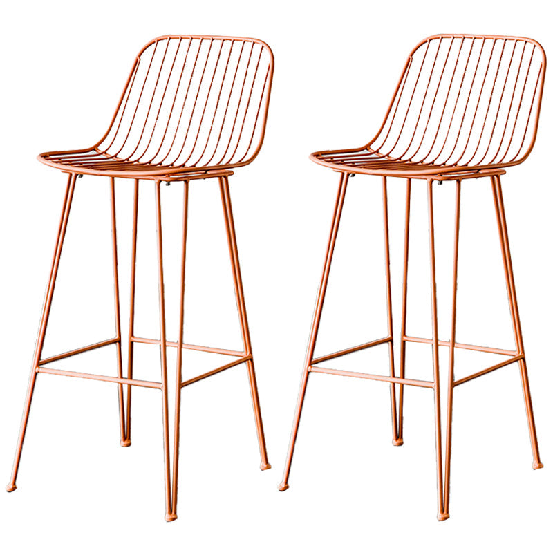 Industrial Iron Simple Barstool 26" H Indoor Tall Stool with Rectangle Seat Metal Pink 2 Piece Set Clearhalo 'Bar Furniture' 'Bar Stools' 'bar_stools' 'furn' 'furn_bar_stools' 'furniture_bar_stools' 'Kitchen & Dining Furniture' 'kitchen&dining_furn' 'kitchen' 'kitchen_furn' Furniture' 4186692