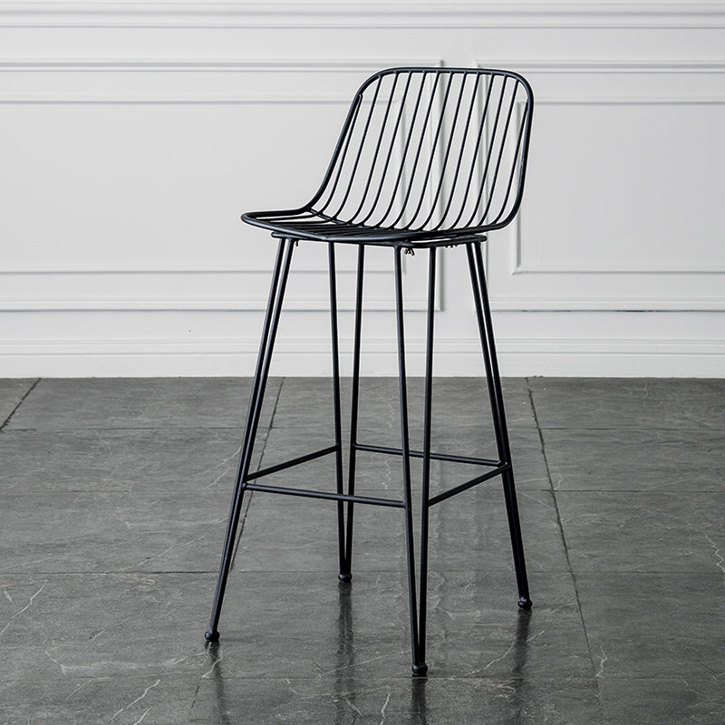 Industrial Iron Simple Barstool 26" H Indoor Tall Stool with Rectangle Seat Metal Black-Gray 1 Piece Clearhalo 'Bar Furniture' 'Bar Stools' 'bar_stools' 'furn' 'furn_bar_stools' 'furniture_bar_stools' 'Kitchen & Dining Furniture' 'kitchen&dining_furn' 'kitchen' 'kitchen_furn' Furniture' 4186697