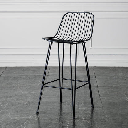 Industrial Iron Simple Barstool 26" H Indoor Tall Stool with Rectangle Seat Metal Black-Gray 1 Piece Clearhalo 'Bar Furniture' 'Bar Stools' 'bar_stools' 'furn' 'furn_bar_stools' 'furniture_bar_stools' 'Kitchen & Dining Furniture' 'kitchen&dining_furn' 'kitchen' 'kitchen_furn' Furniture' 4186697