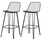 Industrial Iron Simple Barstool 26" H Indoor Tall Stool with Rectangle Seat Metal Black-Gray 2 Piece Set Clearhalo 'Bar Furniture' 'Bar Stools' 'bar_stools' 'furn' 'furn_bar_stools' 'furniture_bar_stools' 'Kitchen & Dining Furniture' 'kitchen&dining_furn' 'kitchen' 'kitchen_furn' Furniture' 4186698