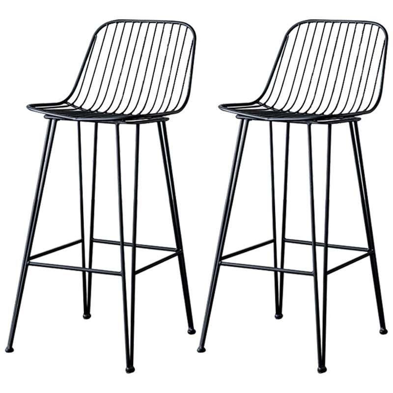 Industrial Iron Simple Barstool 26" H Indoor Tall Stool with Rectangle Seat Metal Black-Gray 2 Piece Set Clearhalo 'Bar Furniture' 'Bar Stools' 'bar_stools' 'furn' 'furn_bar_stools' 'furniture_bar_stools' 'Kitchen & Dining Furniture' 'kitchen&dining_furn' 'kitchen' 'kitchen_furn' Furniture' 4186698