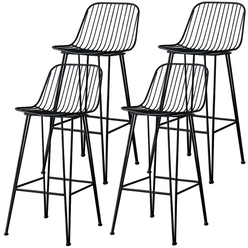 Industrial Iron Simple Barstool 26" H Indoor Tall Stool with Rectangle Seat Metal Black 4 Piece Set Clearhalo 'Bar Furniture' 'Bar Stools' 'bar_stools' 'furn' 'furn_bar_stools' 'furniture_bar_stools' 'Kitchen & Dining Furniture' 'kitchen&dining_furn' 'kitchen' 'kitchen_furn' Furniture' 4186699