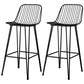 Industrial Iron Simple Barstool 26" H Indoor Tall Stool with Rectangle Seat Metal Black 2 Piece Set Clearhalo 'Bar Furniture' 'Bar Stools' 'bar_stools' 'furn' 'furn_bar_stools' 'furniture_bar_stools' 'Kitchen & Dining Furniture' 'kitchen&dining_furn' 'kitchen' 'kitchen_furn' Furniture' 4186701