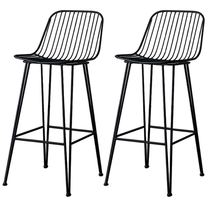Industrial Iron Simple Barstool 26" H Indoor Tall Stool with Rectangle Seat Metal Black 2 Piece Set Clearhalo 'Bar Furniture' 'Bar Stools' 'bar_stools' 'furn' 'furn_bar_stools' 'furniture_bar_stools' 'Kitchen & Dining Furniture' 'kitchen&dining_furn' 'kitchen' 'kitchen_furn' Furniture' 4186701