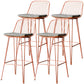 Industrial Iron Simple Barstool 26" H Indoor Tall Stool with Rectangle Seat Fabric Upholstered Pink 4 Piece Set Clearhalo 'Bar Furniture' 'Bar Stools' 'bar_stools' 'furn' 'furn_bar_stools' 'furniture_bar_stools' 'Kitchen & Dining Furniture' 'kitchen&dining_furn' 'kitchen' 'kitchen_furn' Furniture' 4186702
