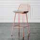 Industrial Iron Simple Barstool 26" H Indoor Tall Stool with Rectangle Seat Fabric Upholstered Pink 1 Piece Clearhalo 'Bar Furniture' 'Bar Stools' 'bar_stools' 'furn' 'furn_bar_stools' 'furniture_bar_stools' 'Kitchen & Dining Furniture' 'kitchen&dining_furn' 'kitchen' 'kitchen_furn' Furniture' 4186703