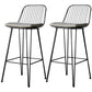 Industrial Iron Simple Barstool 26" H Indoor Tall Stool with Rectangle Seat Fabric Upholstered Black-Gray 2 Piece Set Clearhalo 'Bar Furniture' 'Bar Stools' 'bar_stools' 'furn' 'furn_bar_stools' 'furniture_bar_stools' 'Kitchen & Dining Furniture' 'kitchen&dining_furn' 'kitchen' 'kitchen_furn' Furniture' 4186707
