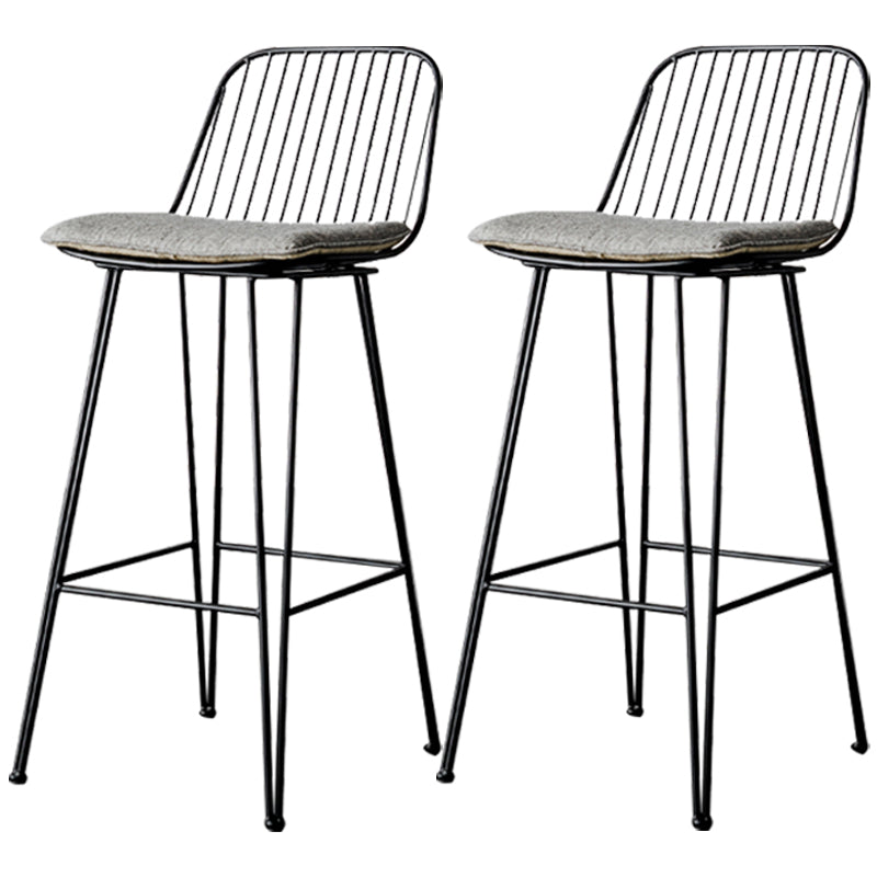 Industrial Iron Simple Barstool 26" H Indoor Tall Stool with Rectangle Seat Fabric Upholstered Black-Gray 2 Piece Set Clearhalo 'Bar Furniture' 'Bar Stools' 'bar_stools' 'furn' 'furn_bar_stools' 'furniture_bar_stools' 'Kitchen & Dining Furniture' 'kitchen&dining_furn' 'kitchen' 'kitchen_furn' Furniture' 4186707