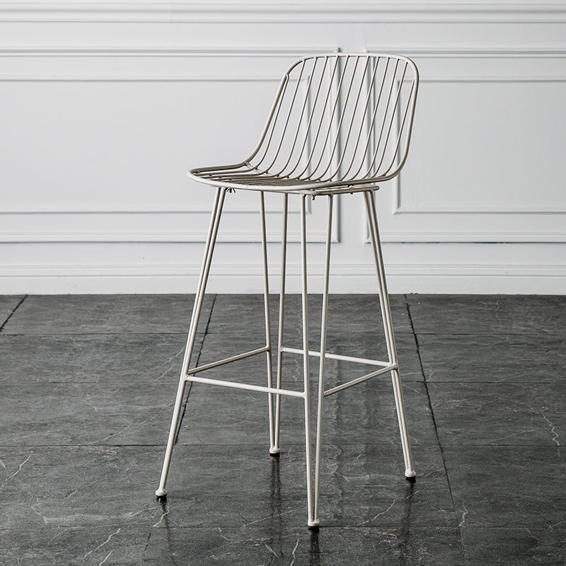 Industrial Iron Simple Barstool 26" H Indoor Tall Stool with Rectangle Seat Metal Light Gray 1 Piece Clearhalo 'Bar Furniture' 'Bar Stools' 'bar_stools' 'furn' 'furn_bar_stools' 'furniture_bar_stools' 'Kitchen & Dining Furniture' 'kitchen&dining_furn' 'kitchen' 'kitchen_furn' Furniture' 4186709